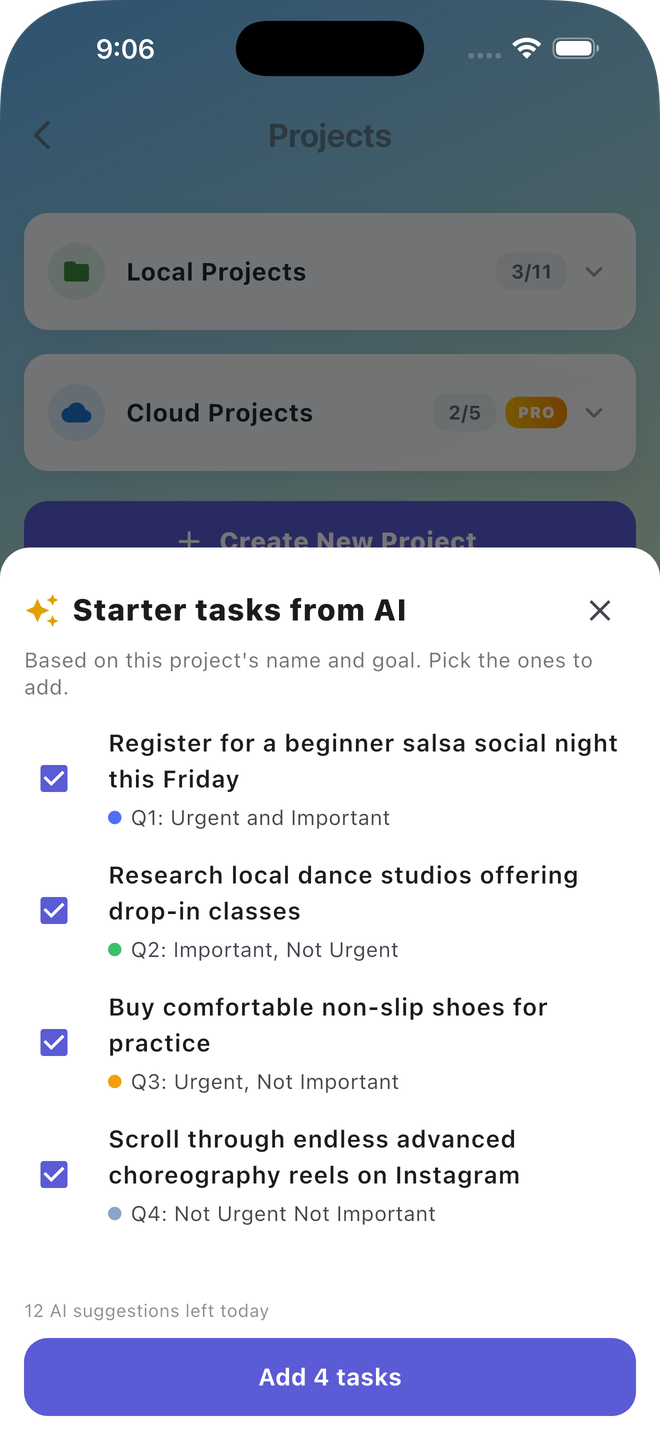 AI starter tasks for a new project